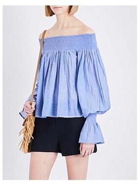 Maje Off the Shoulder Top Light Blue 2 Medium